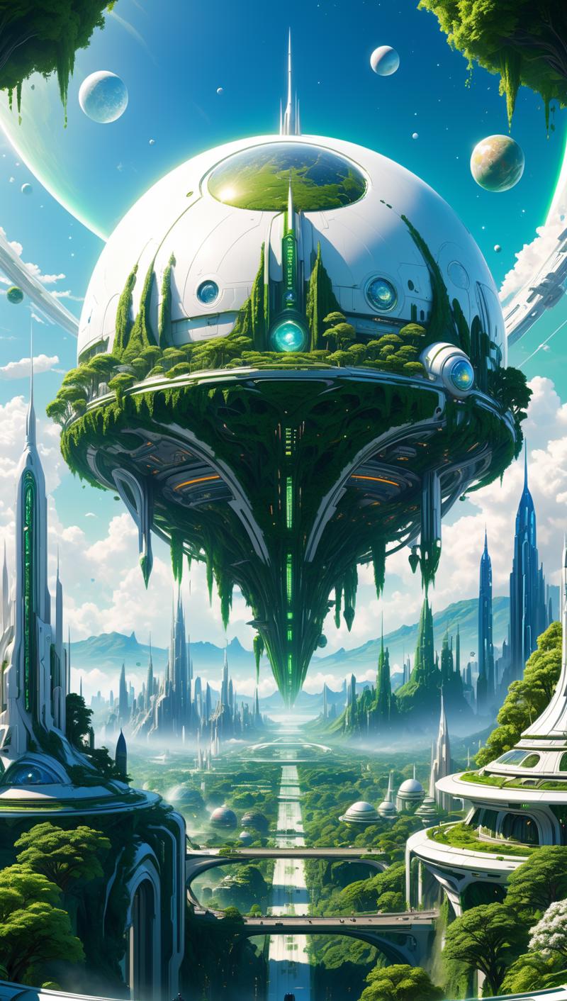 01637-2862099146-a detailed digital painting of a beautiful white sci-fi city, on a lush green landscape, intricate detail, two planets visible i.png